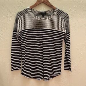 J.Crew Linen Stripe Long Sleeve Tee Lightweight Medium